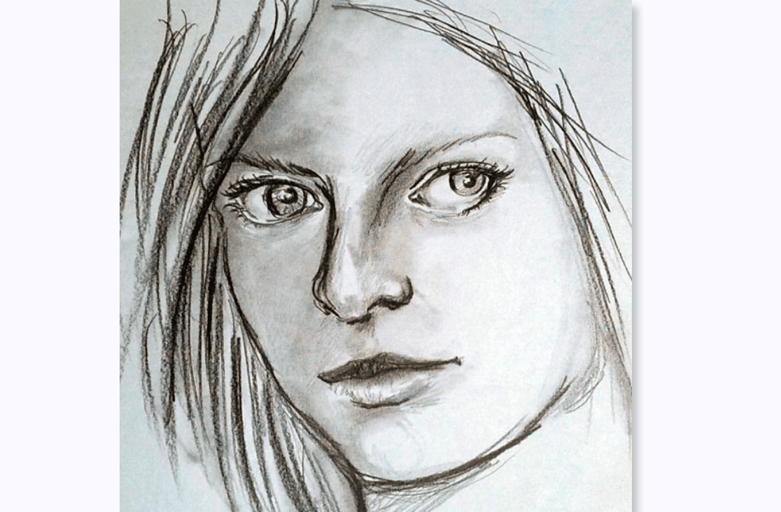 Série de estudos em lápis grafite explorando expressões faciais e detalhes realistas.