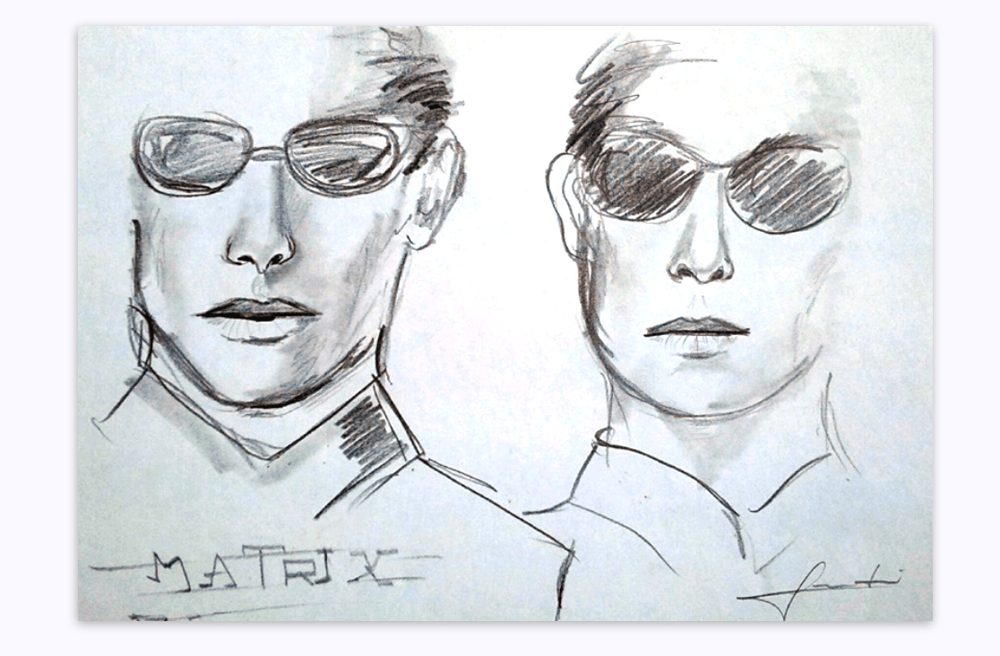 Estudos com grafite, experimentando traços rápidos e minimalistas.