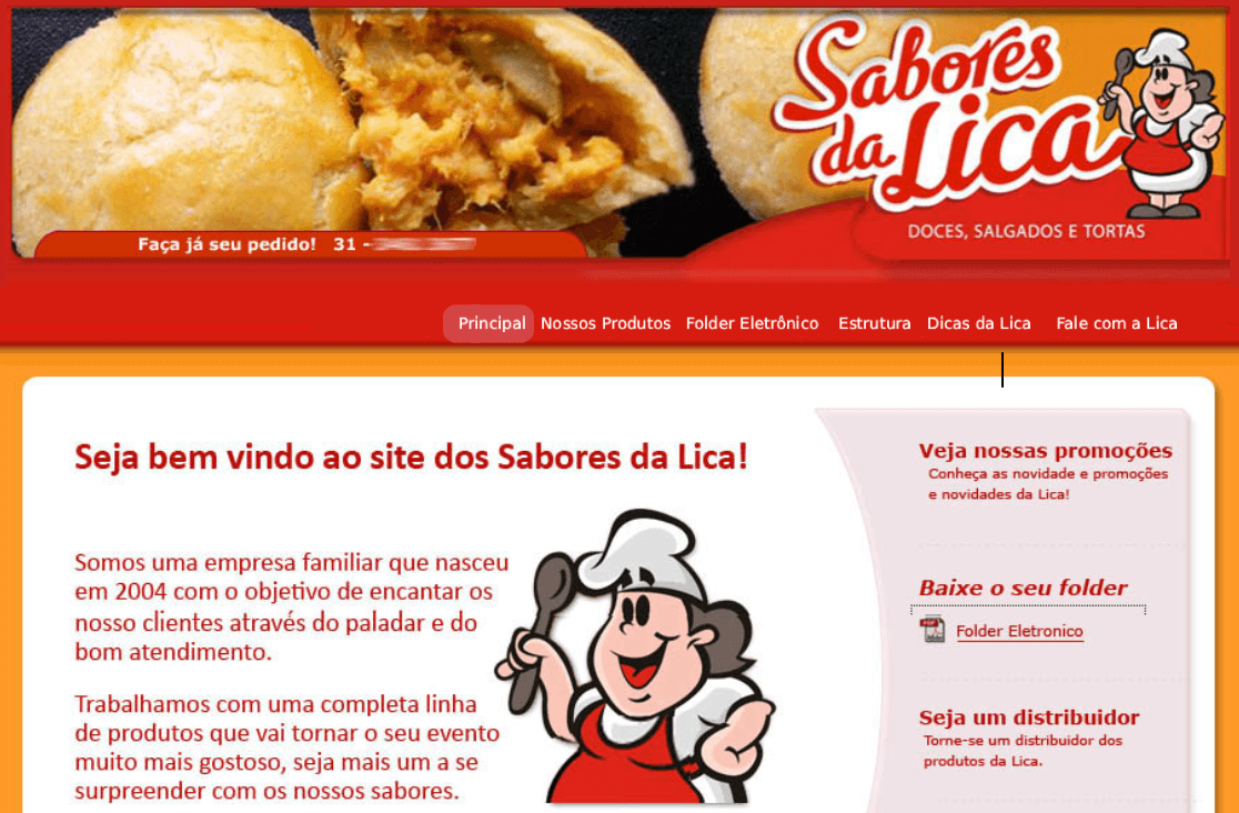 Site Sabores da Lica